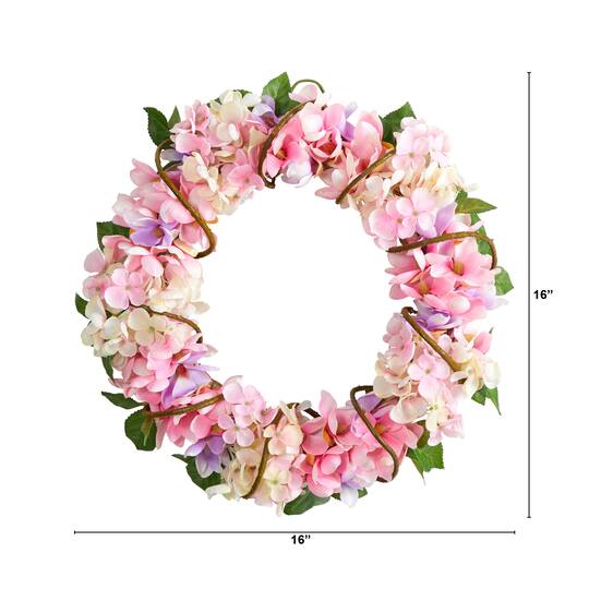 16" Pink Hydrangea Wreath